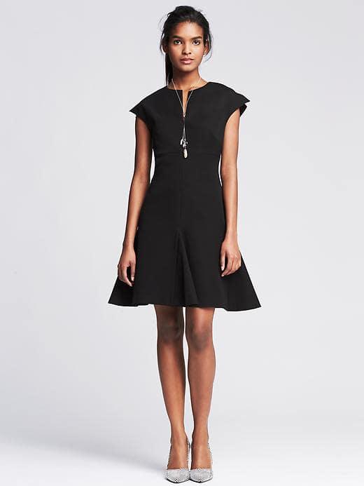 Banana Republic Womens Sloan Fit Black Fit And Flare Dress - Black