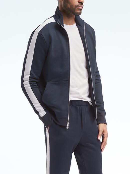Banana Republic Mens Piped Track Jacket - Navy
