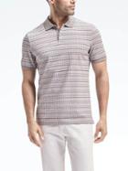 Banana Republic Mens Pique Grid Print Polo - Grey