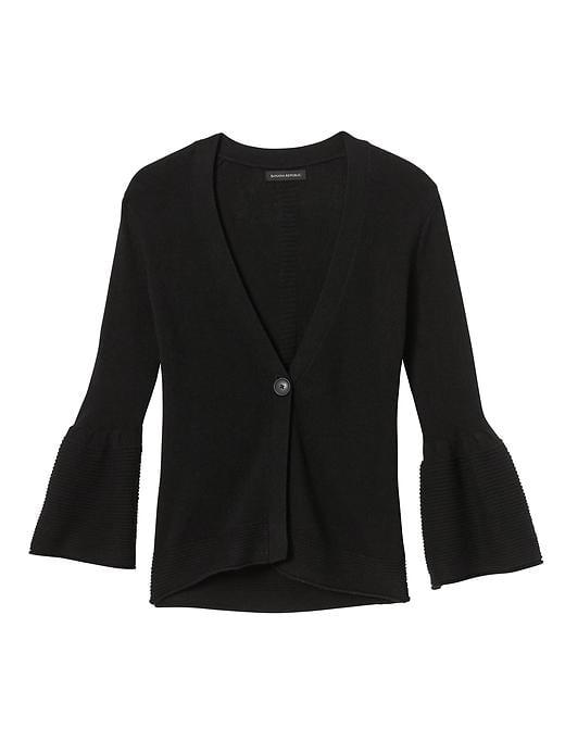 Banana Republic Womens Fine Italian Superloft Bell Sleeve Cardigan - Black