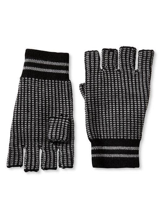 Banana Republic Birdseye Fingerless Glove - Slate Grey/black