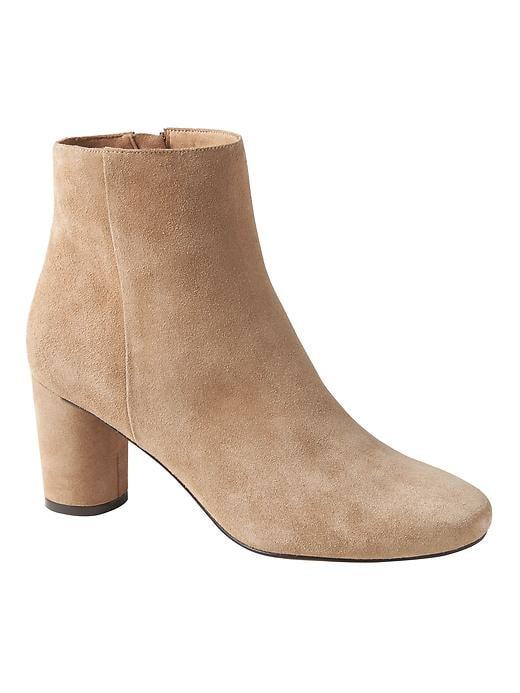 Banana Republic Womens Round Block Heel Bootie Tobacco Suede Size 7 1/2