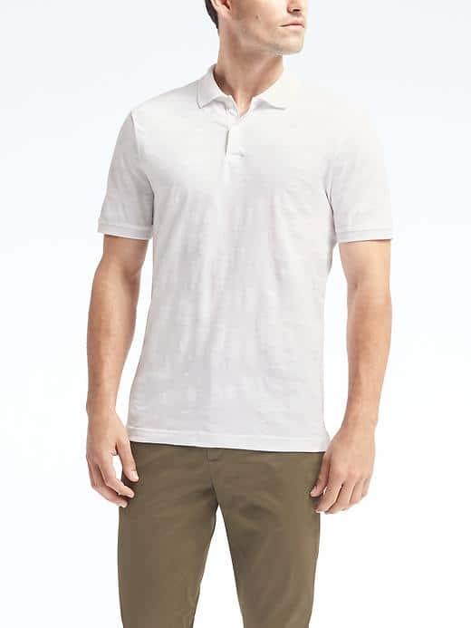 Banana Republic Mens Slim Luxury Touch Camo Polo - White