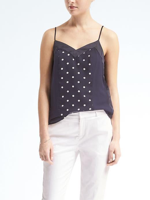 Banana Republic Easy Care Dot Seamed Cami - Dark Night