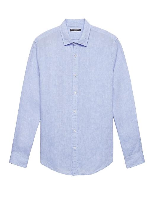 Banana Republic Mens Camden Standard-fit Linen Shirt Periwinkle Size Xl