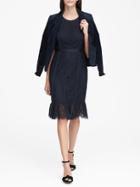 Banana Republic Womens Lace Paneled Sheath Dress Navy Blue Size 0