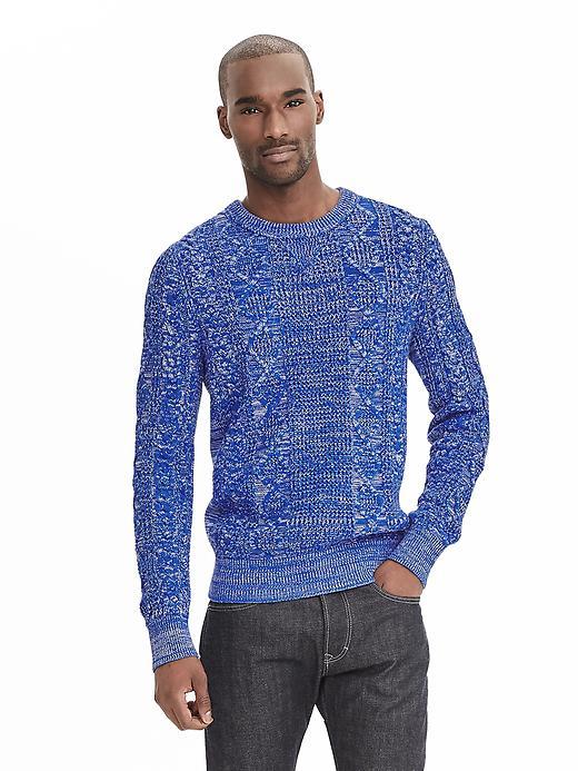 Banana Republic Marled Cable Knit Pullover Size L Tall - Marina Blue