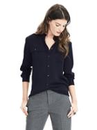 Banana Republic Womens Dillon Fit Utility Blouse Size L Tall - Preppy Navy