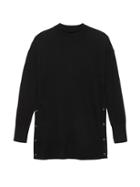 Banana Republic Womens Italian Merino Blend Snap-side Tunic Sweater Black Size Xs