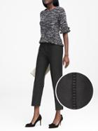 Banana Republic Womens Avery Straight-fit Pom-pom Side Ankle Pant Black Size 0