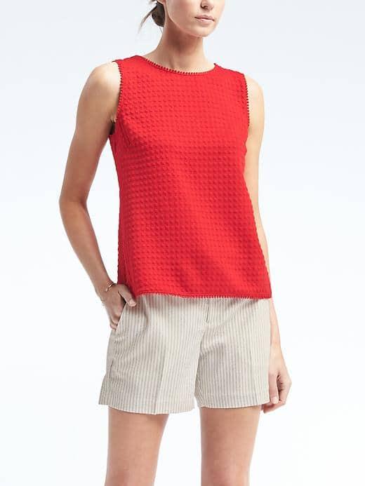 Banana Republic Womens Gingham Knit Wrap Back Top - Red