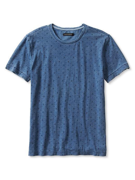 Banana Republic Mens Fleur De Lys Printed Tee Size L - Preppy Navy