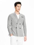 Banana Republic Mens Modern Slim Cotton Double Breasted Suit Jacket Size 36 Regular - Gray Texture