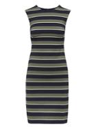 Banana Republic Womens Stripe Ponte Sheath Dress Olive, Navy & White Stripe Size 2