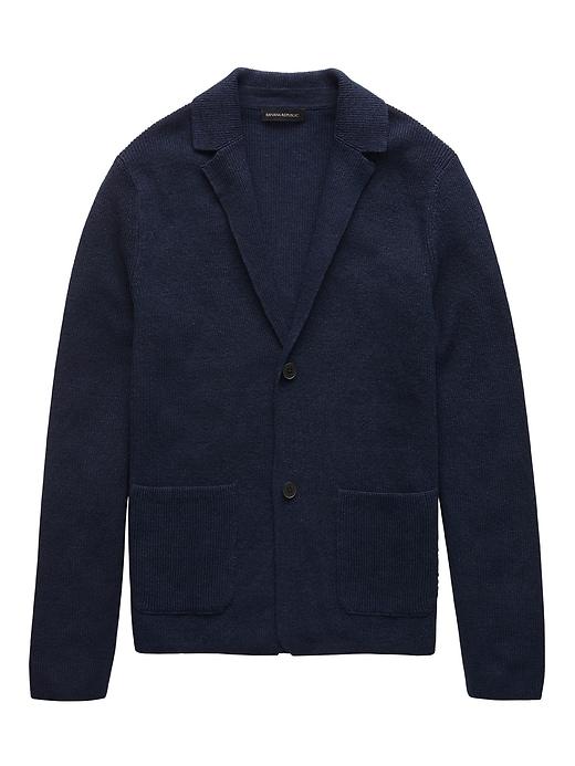 Banana Republic Mens Italian Performance Linen Sweater Blazer Navy Star Size L