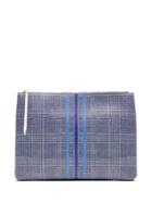 Banana Republic Womens Plaid Large Pouch Granite Blue Size One Size