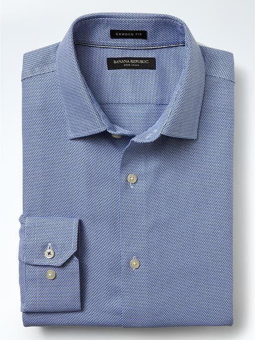 Banana Republic Mens Camden Fit Non Iron Textured Shirt - Antique Blue