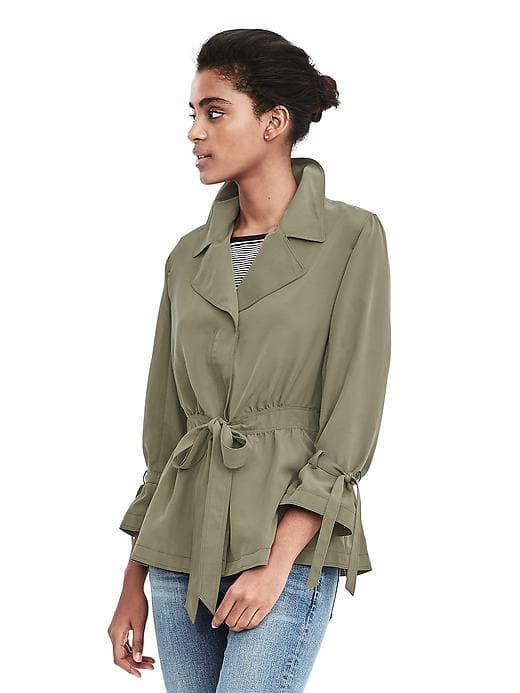 Banana Republic Womens Belted Jacket Blouse - Tigers Eye Green
