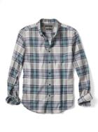 Banana Republic Mens Grant Fit Large Tartan Flannel Shirt - Riptide Blue