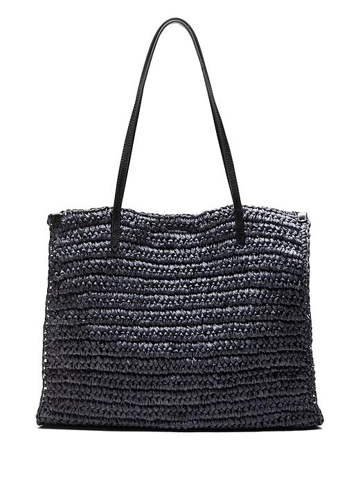 Banana Republic Womens Packable Straw Square Tote Navy Size One Size