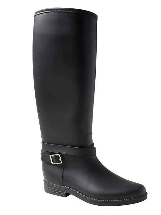 Banana Republic Womens Buckle Strap Rainboot Black Size 6