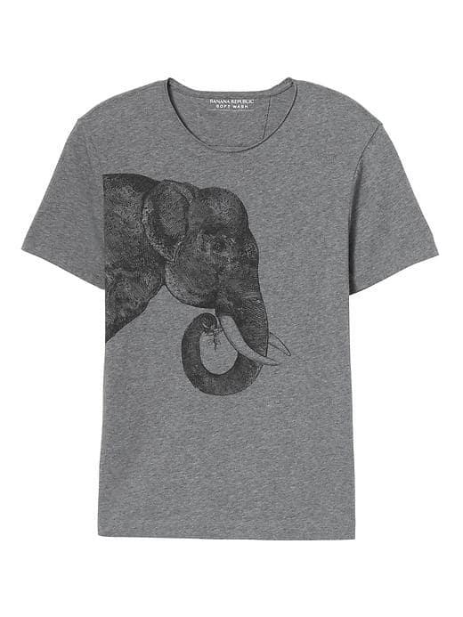 Banana Republic Mens Elephant Graphic Tee - Smoke