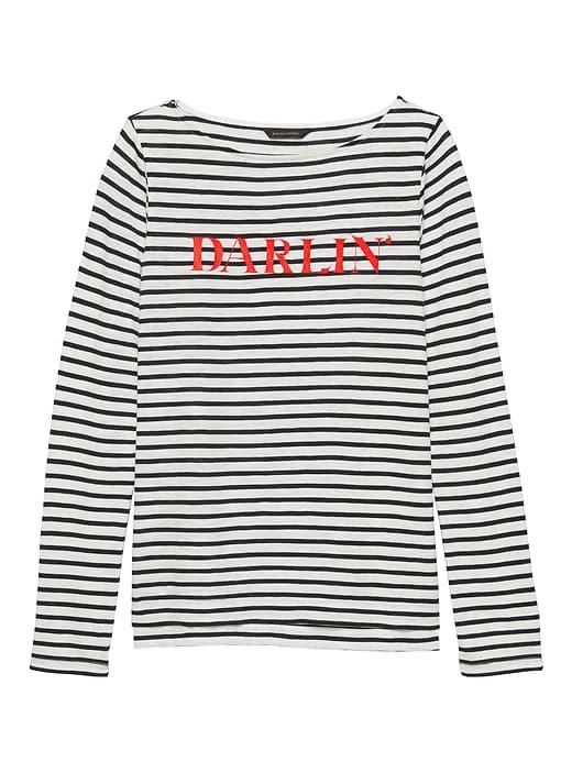 Banana Republic Petite Textured Cotton-modal Graphic Stripe T-shirt