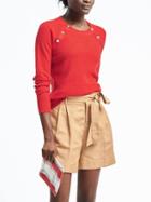 Banana Republic Womens Pima Cotton Cashmere Button Pullover - Coral Glory