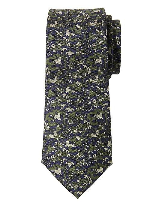 Banana Republic Hidden Animals Silk Nanotex Tie