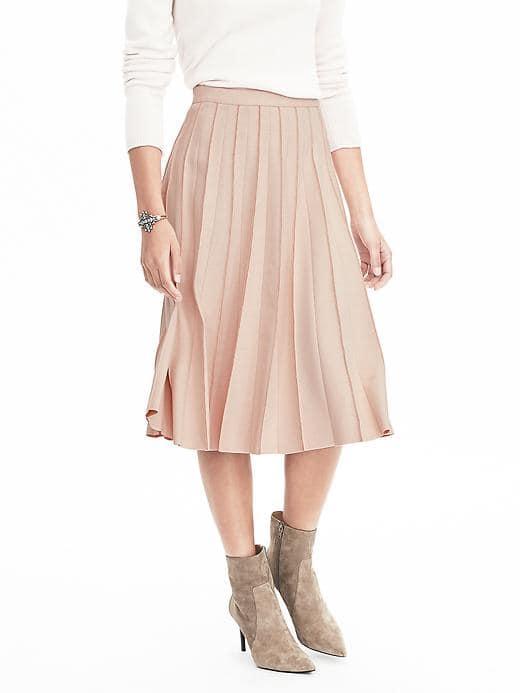 Banana Republic Womens Pleated Pink Midi Skirt - Pink Blush