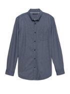 Banana Republic Mens Grant Slim-fit Chambray Print Shirt Washed Indigo Size Xxl