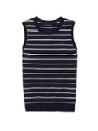 Banana Republic Womens Stretch-cotton Sweater Shell Bold Blue Stripe Size L