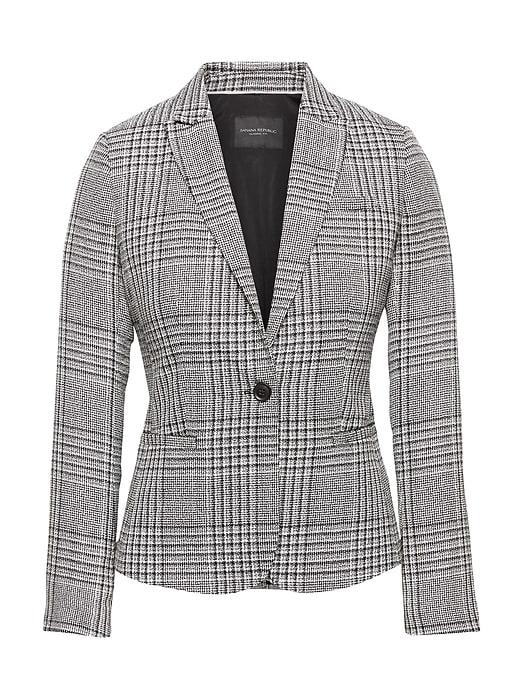 Banana Republic Womens Japan Online Exclusive Classic-fit Plaid Blazer Black & White Size 4