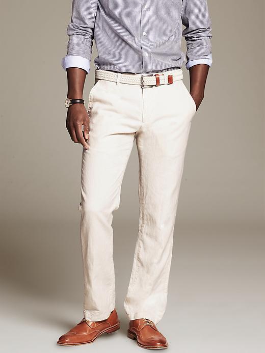 Banana Republic Straight Fit Linen Drawstring Pant - Stone