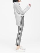 Banana Republic Womens Petite Avery Straight-fit Herringbone Side-stripe Ankle Pant Light Gray Size 4