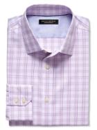 Banana Republic Mens Slim Fit Non Iron Micro Check Shirt Size L Tall - Confetti Purple