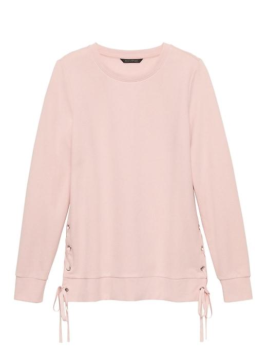 Banana Republic Womens Lace-up Fleece Sweatshirt Pink Blush Size Xs