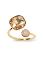 Banana Republic Womens Soft Stones Asymmetrical Ring Soft Pink & Smokey Topaz Size 8