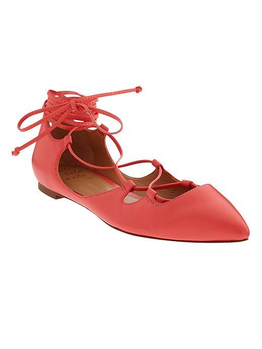 Banana Republic Allie Lace Up Flat Size 10 - Fire Coral