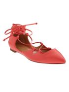 Banana Republic Allie Lace Up Flat Size 10 - Fire Coral