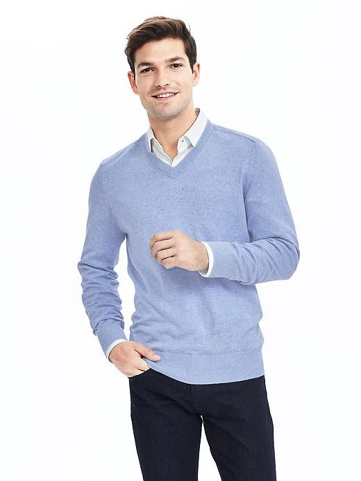 Banana Republic Mens Silk Linen Vee Pullover Size L Tall - Cerulean Blue