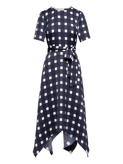 Banana Republic Womens Handkerchief Hem Fit-and-flare Dress Blue Multi Size 2