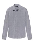 Banana Republic Mens Grant Slim-fit Grid Performance Knit Shirt Navy Size Xxs