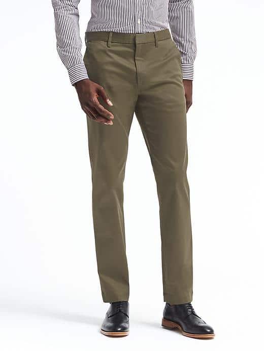 Banana Republic Mens Aiden Slim Rapid Movement Chino - Olive