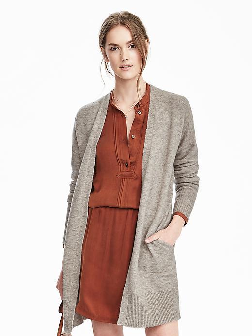 Banana Republic Womens Aire Patch Pocket Cardigan Size L Petite - Brown/midnight