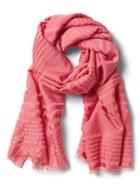 Banana Republic Womens Sateen Stripe Rectangular Scarf Strawberry Flame Size One Size