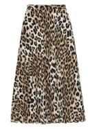 Banana Republic Petite Leopard Print Pleated Midi Skirt