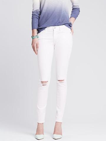 Banana Republic Distressed White Skinny Ankle Jean Size 0 Regular - White