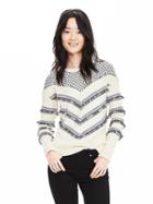 Banana Republic Womens Chevron Fringe Pullover Sweater Size L - Cocoon