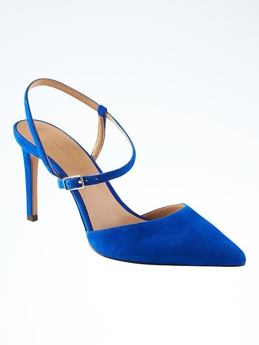 Banana Republic Madison 12 Hour Asymmetrical Strap Pump - Cobalt Suede